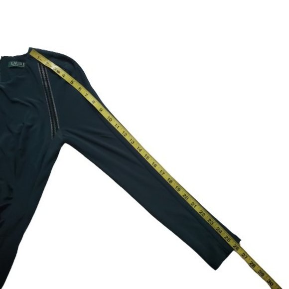 Lauren Ralph Lauren Women's Jonni Faux Leather Trim Gathered Sheath Dress Size 4 - Picture 9 of 15